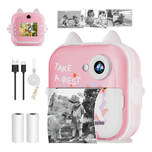 Basike Câmera Infantil Portátil Digital, Impressão Instantânea, 20mp