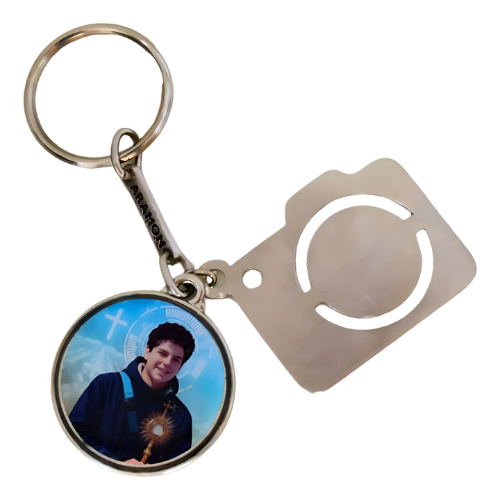 Chaveiro São Carlo Acutis Câmera Recordação Religiosa