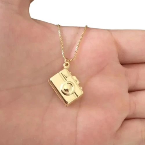 Colar Pingente Câmera Fotografia Banhado Ouro 18k